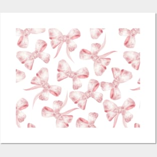 Pink Ribbons and Bows Pattern Posters and Art